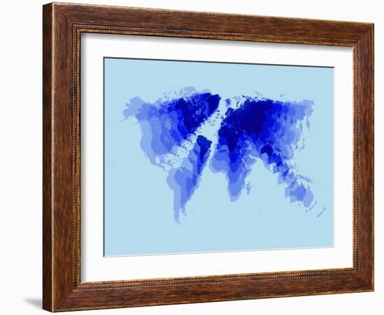 Blue Radiant World Map-NaxArt-Framed Art Print