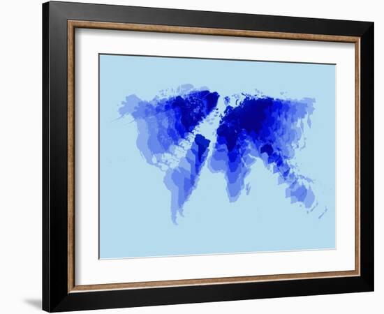 Blue Radiant World Map-NaxArt-Framed Art Print