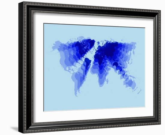 Blue Radiant World Map-NaxArt-Framed Art Print