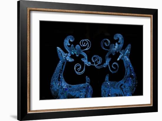 Blue Reindeer Repainted Photograph-Joy Lions-Framed Giclee Print