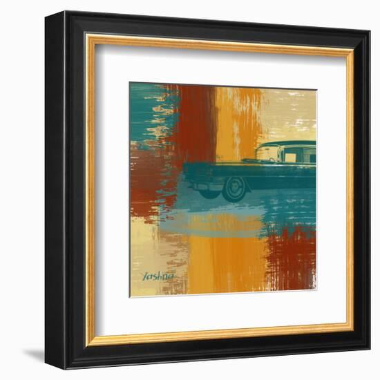 Blue Retro Car-Yashna-Framed Art Print