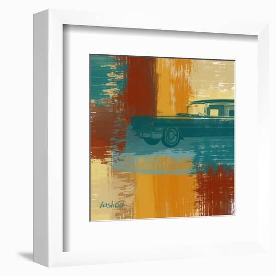 Blue Retro Car-Yashna-Framed Art Print