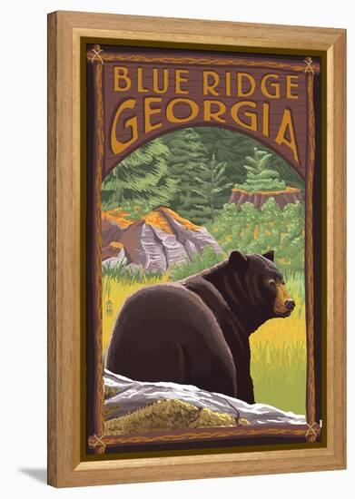 Blue Ridge, Georgia - Bear in Forest-Lantern Press-Framed Stretched Canvas