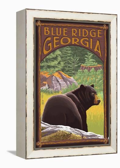 Blue Ridge, Georgia - Bear in Forest-Lantern Press-Framed Stretched Canvas