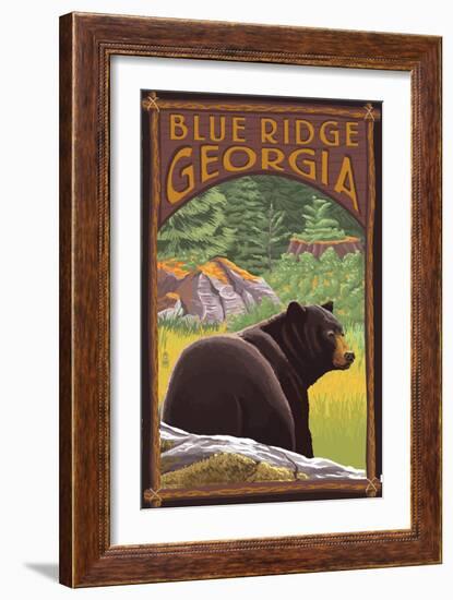 Blue Ridge, Georgia - Bear in Forest-Lantern Press-Framed Art Print