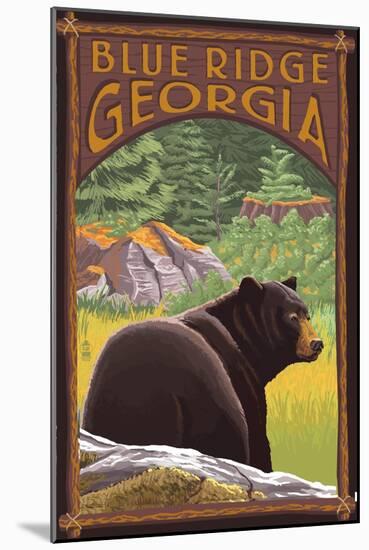 Blue Ridge, Georgia - Bear in Forest-Lantern Press-Mounted Art Print