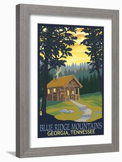 Blue Ridge Mountains - Cabin in Woods-Lantern Press-Framed Art Print