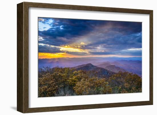 Blue Ridge Mountains in North Georgia, USA in the Autumn Season at Sunset.-SeanPavonePhoto-Framed Premium Photographic Print