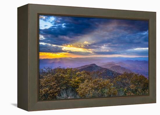 Blue Ridge Mountains in North Georgia, USA in the Autumn Season at Sunset.-SeanPavonePhoto-Framed Premier Image Canvas