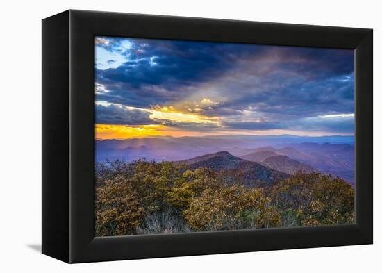 Blue Ridge Mountains in North Georgia, USA in the Autumn Season at Sunset.-SeanPavonePhoto-Framed Premier Image Canvas