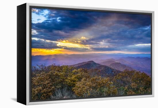 Blue Ridge Mountains in North Georgia, USA in the Autumn Season at Sunset.-SeanPavonePhoto-Framed Premier Image Canvas