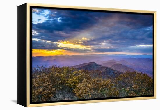 Blue Ridge Mountains in North Georgia, USA in the Autumn Season at Sunset.-SeanPavonePhoto-Framed Premier Image Canvas
