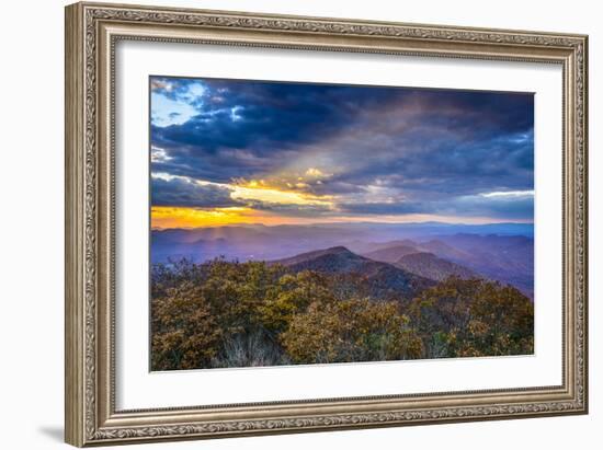 Blue Ridge Mountains in North Georgia, USA in the Autumn Season at Sunset.-SeanPavonePhoto-Framed Photographic Print