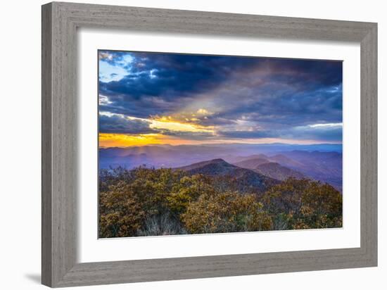 Blue Ridge Mountains in North Georgia, USA in the Autumn Season at Sunset.-SeanPavonePhoto-Framed Photographic Print