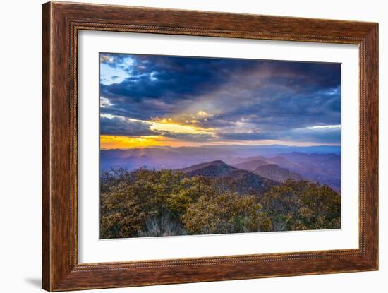 Blue Ridge Mountains in North Georgia, USA in the Autumn Season at Sunset.-SeanPavonePhoto-Framed Photographic Print