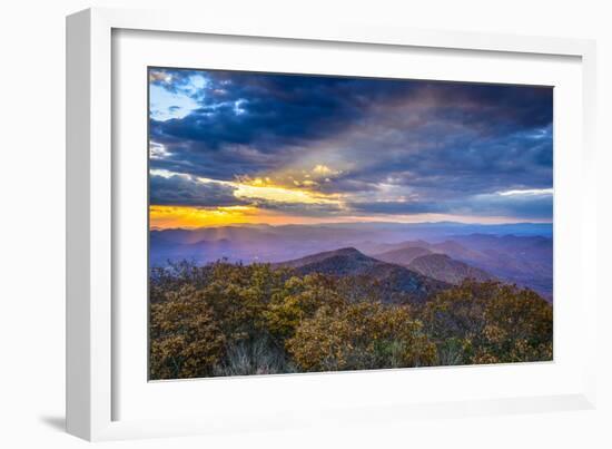 Blue Ridge Mountains in North Georgia, USA in the Autumn Season at Sunset.-SeanPavonePhoto-Framed Photographic Print