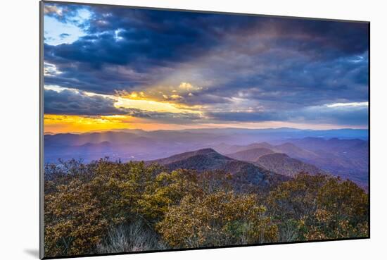 Blue Ridge Mountains in North Georgia, USA in the Autumn Season at Sunset.-SeanPavonePhoto-Mounted Photographic Print