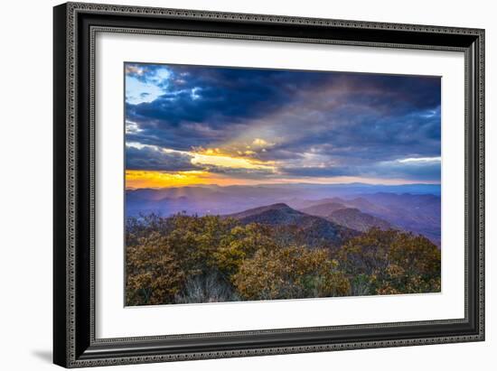 Blue Ridge Mountains in North Georgia, USA in the Autumn Season at Sunset.-SeanPavonePhoto-Framed Photographic Print