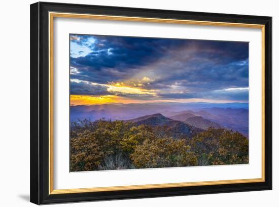 Blue Ridge Mountains in North Georgia, USA in the Autumn Season at Sunset.-SeanPavonePhoto-Framed Photographic Print