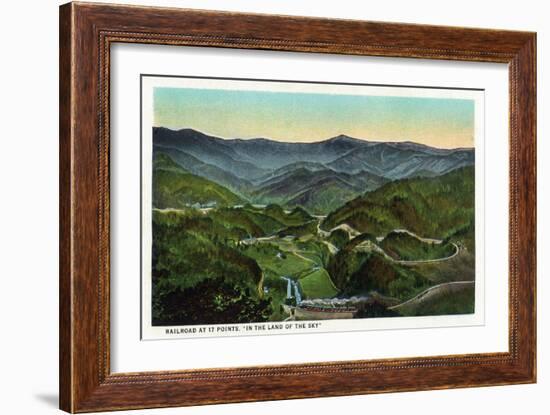 Blue Ridge Mountains, North Carolina - 17 Points Railroad Scene-Lantern Press-Framed Art Print