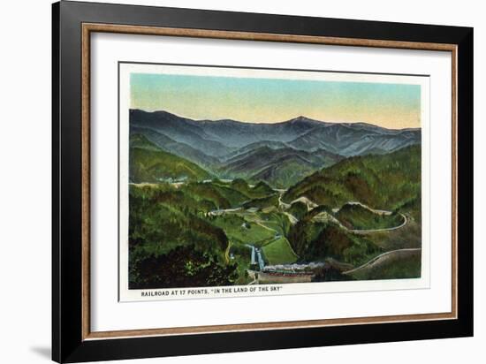 Blue Ridge Mountains, North Carolina - 17 Points Railroad Scene-Lantern Press-Framed Art Print