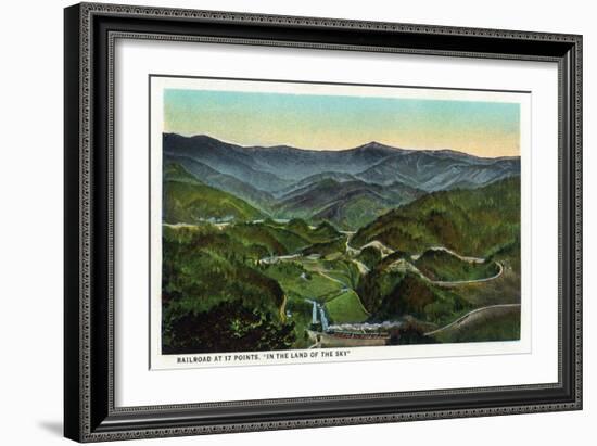 Blue Ridge Mountains, North Carolina - 17 Points Railroad Scene-Lantern Press-Framed Art Print
