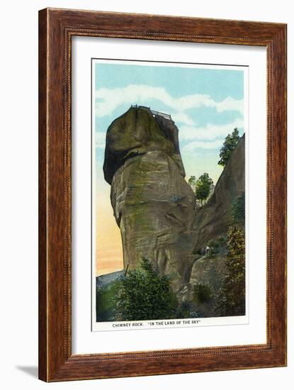 Blue Ridge Mountains, North Carolina - Chimney Rock Scene-Lantern Press-Framed Art Print