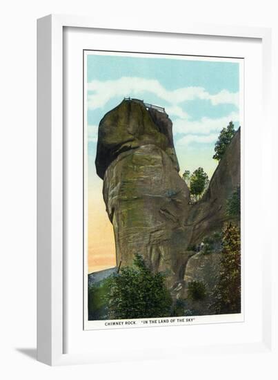 Blue Ridge Mountains, North Carolina - Chimney Rock Scene-Lantern Press-Framed Art Print