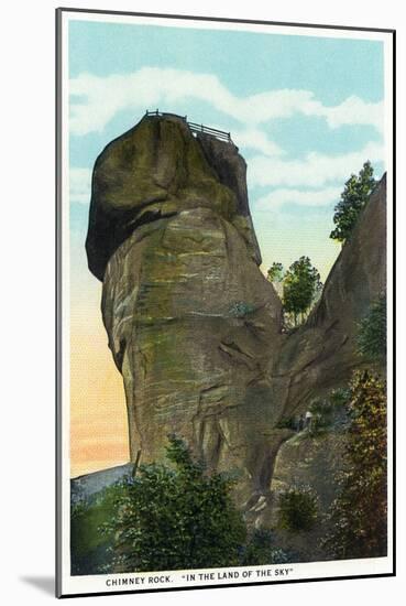 Blue Ridge Mountains, North Carolina - Chimney Rock Scene-Lantern Press-Mounted Art Print