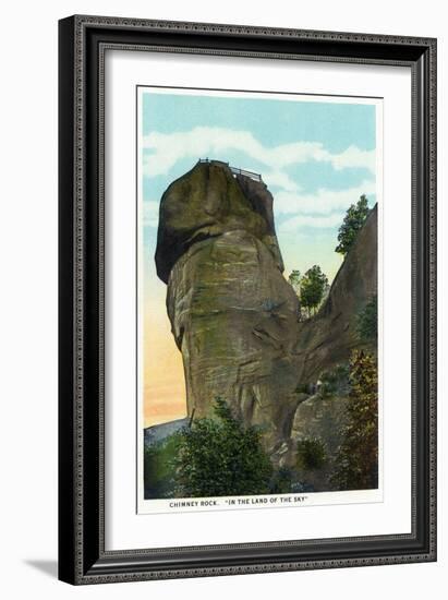 Blue Ridge Mountains, North Carolina - Chimney Rock Scene-Lantern Press-Framed Art Print