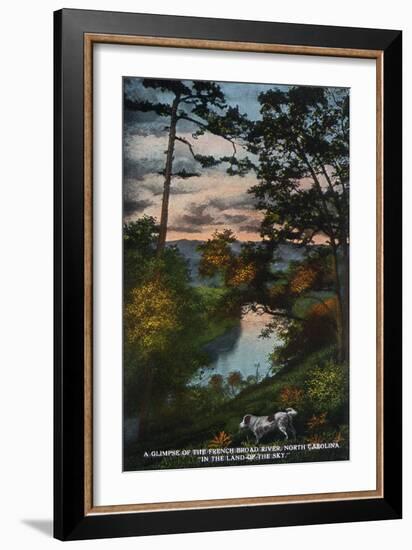 Blue Ridge Mountains, North Carolina - French Broad River Dusk Scene-Lantern Press-Framed Art Print