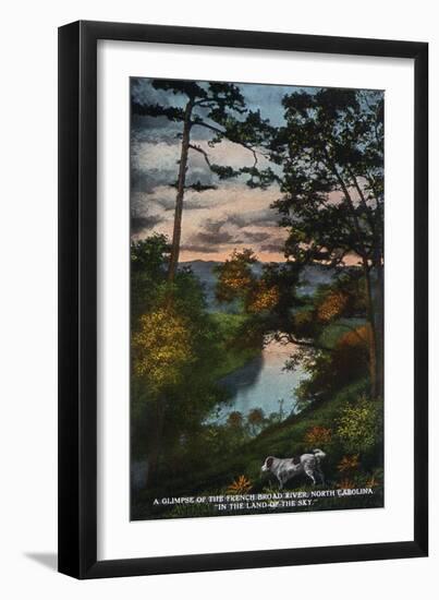 Blue Ridge Mountains, North Carolina - French Broad River Dusk Scene-Lantern Press-Framed Art Print