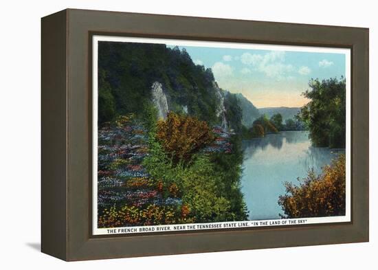 Blue Ridge Mountains, North Carolina - French Broad River Scene-Lantern Press-Framed Stretched Canvas