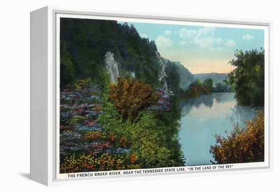 Blue Ridge Mountains, North Carolina - French Broad River Scene-Lantern Press-Framed Stretched Canvas