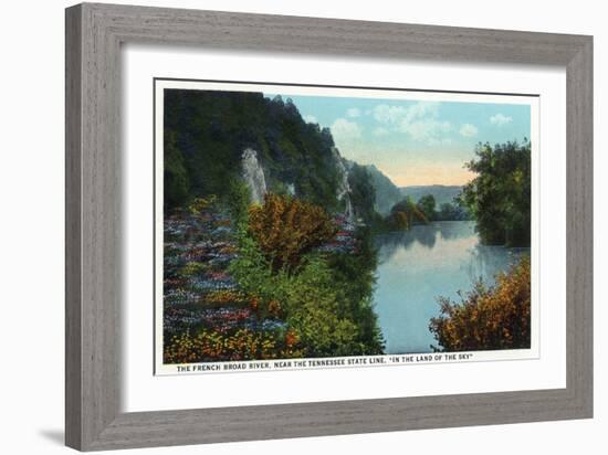 Blue Ridge Mountains, North Carolina - French Broad River Scene-Lantern Press-Framed Art Print