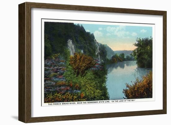 Blue Ridge Mountains, North Carolina - French Broad River Scene-Lantern Press-Framed Art Print