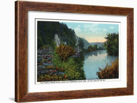 Blue Ridge Mountains, North Carolina - French Broad River Scene-Lantern Press-Framed Art Print