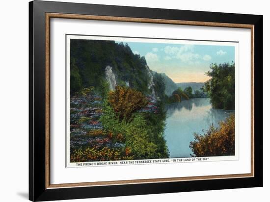 Blue Ridge Mountains, North Carolina - French Broad River Scene-Lantern Press-Framed Art Print