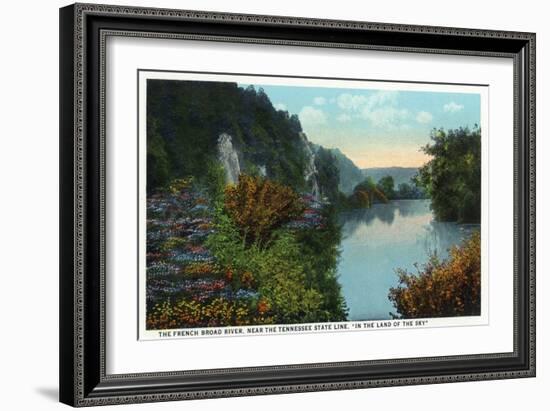 Blue Ridge Mountains, North Carolina - French Broad River Scene-Lantern Press-Framed Art Print