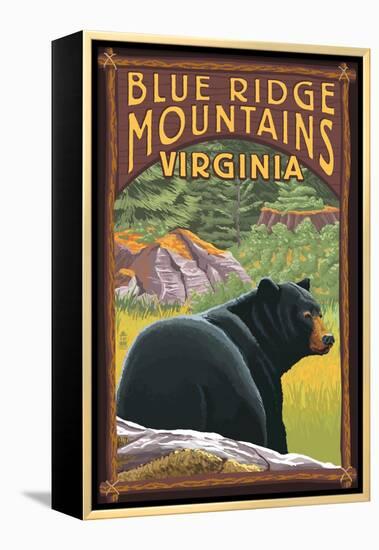 Blue Ridge Mountains, Virginia - Bear in Forest-Lantern Press-Framed Stretched Canvas