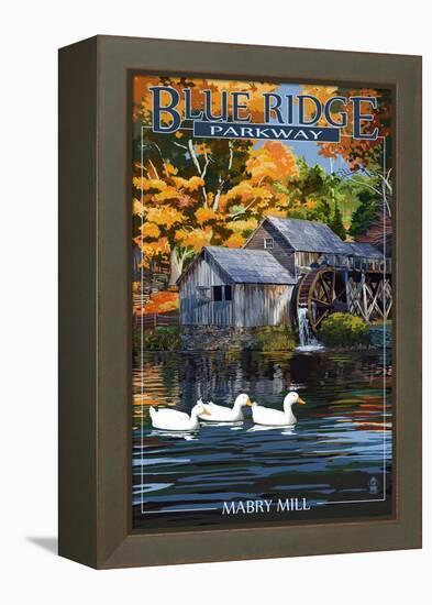 Blue Ridge Parkway - Mabry Mill-Lantern Press-Framed Stretched Canvas