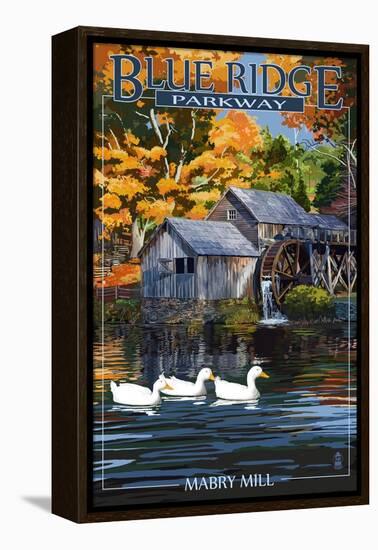 Blue Ridge Parkway - Mabry Mill-Lantern Press-Framed Stretched Canvas