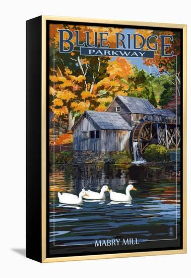 Blue Ridge Parkway - Mabry Mill-Lantern Press-Framed Stretched Canvas