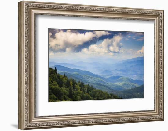 Blue Ridge Parkway vista, Smoky Mountains, USA.-Anna Miller-Framed Photographic Print