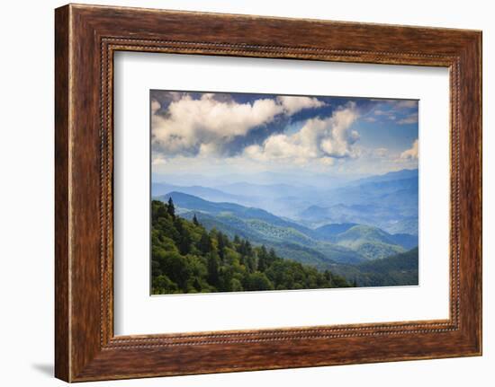 Blue Ridge Parkway vista, Smoky Mountains, USA.-Anna Miller-Framed Photographic Print
