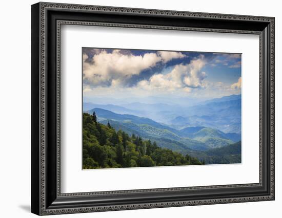 Blue Ridge Parkway vista, Smoky Mountains, USA.-Anna Miller-Framed Photographic Print