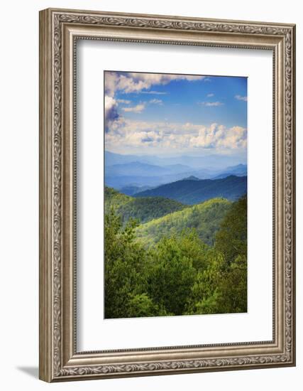 Blue Ridge Parkway vista, Smoky Mountains, USA.-Anna Miller-Framed Photographic Print