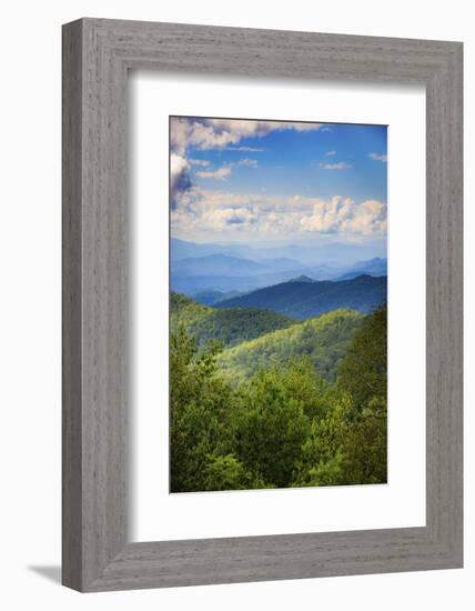 Blue Ridge Parkway vista, Smoky Mountains, USA.-Anna Miller-Framed Photographic Print