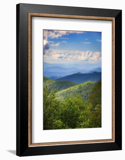 Blue Ridge Parkway vista, Smoky Mountains, USA.-Anna Miller-Framed Photographic Print