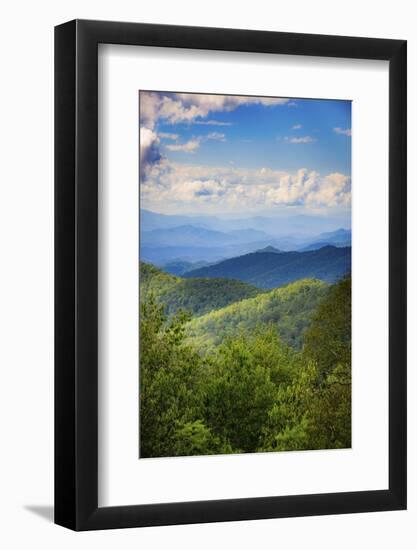 Blue Ridge Parkway vista, Smoky Mountains, USA.-Anna Miller-Framed Photographic Print